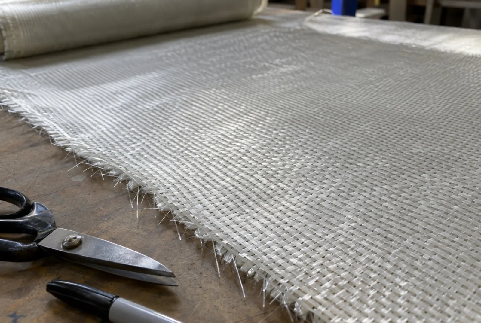 Close-up of woven fiberglass cloth